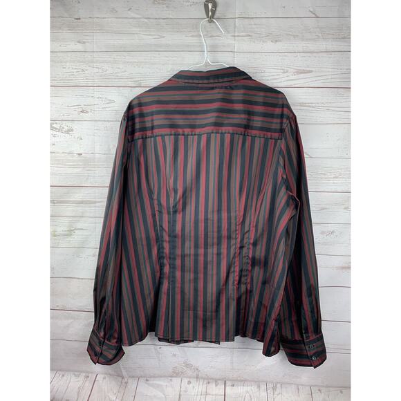 Cato‎ Button front shirt Woman 22W/24W Long Sleeve Striped Casual - Picture 2 of 6